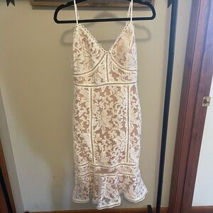 Lulus White Lace Overlay Midi Dress